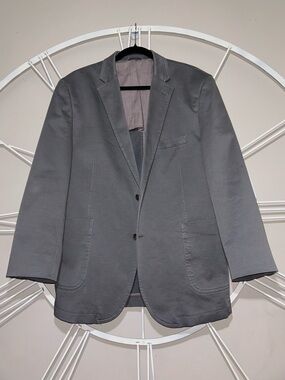 Johnston & Murphy Men's Large Gray Casual Blazer - Classic Two-Button Jacket